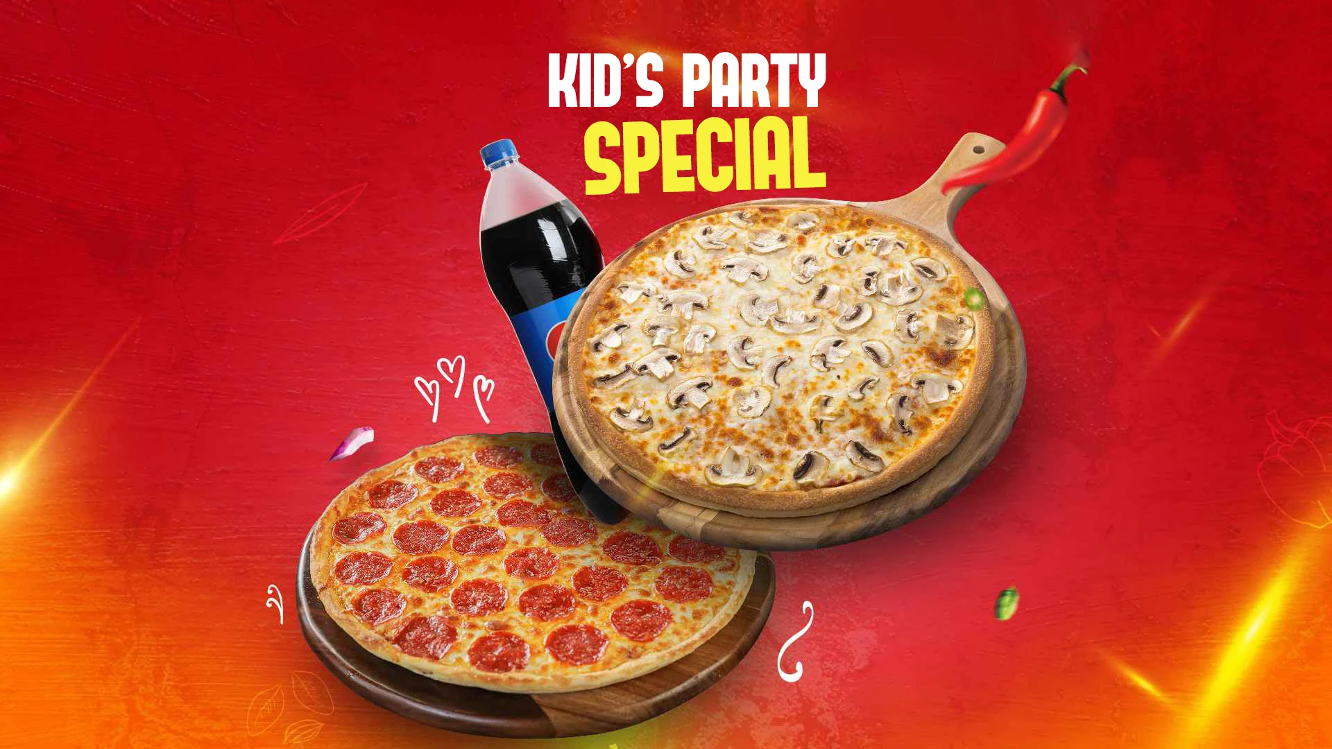 Get 2 large 1-topping pizzas and a 2ltr of Soda