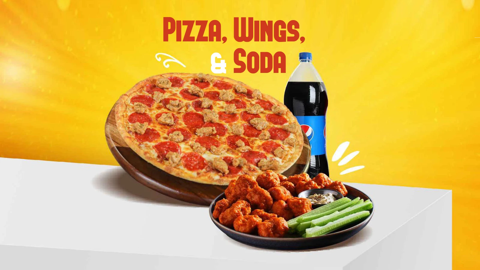 Buy Medium 2 Topping Pizza + 10 Boneless + 2L Soda
