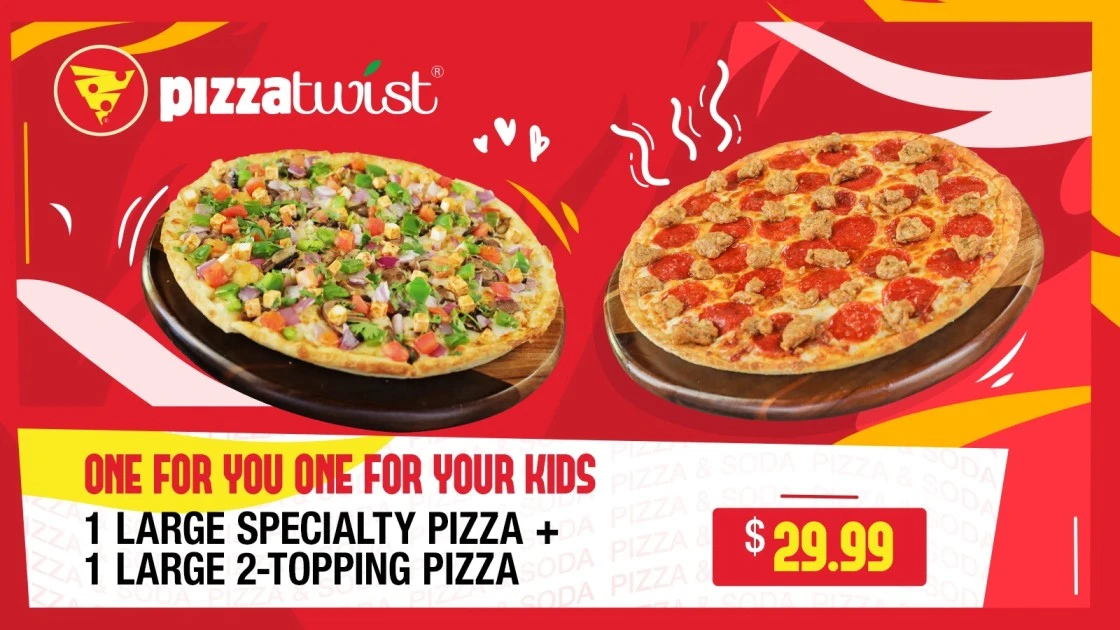 Buy one Large Specialty pizza and get the second Large 2 topping pizza